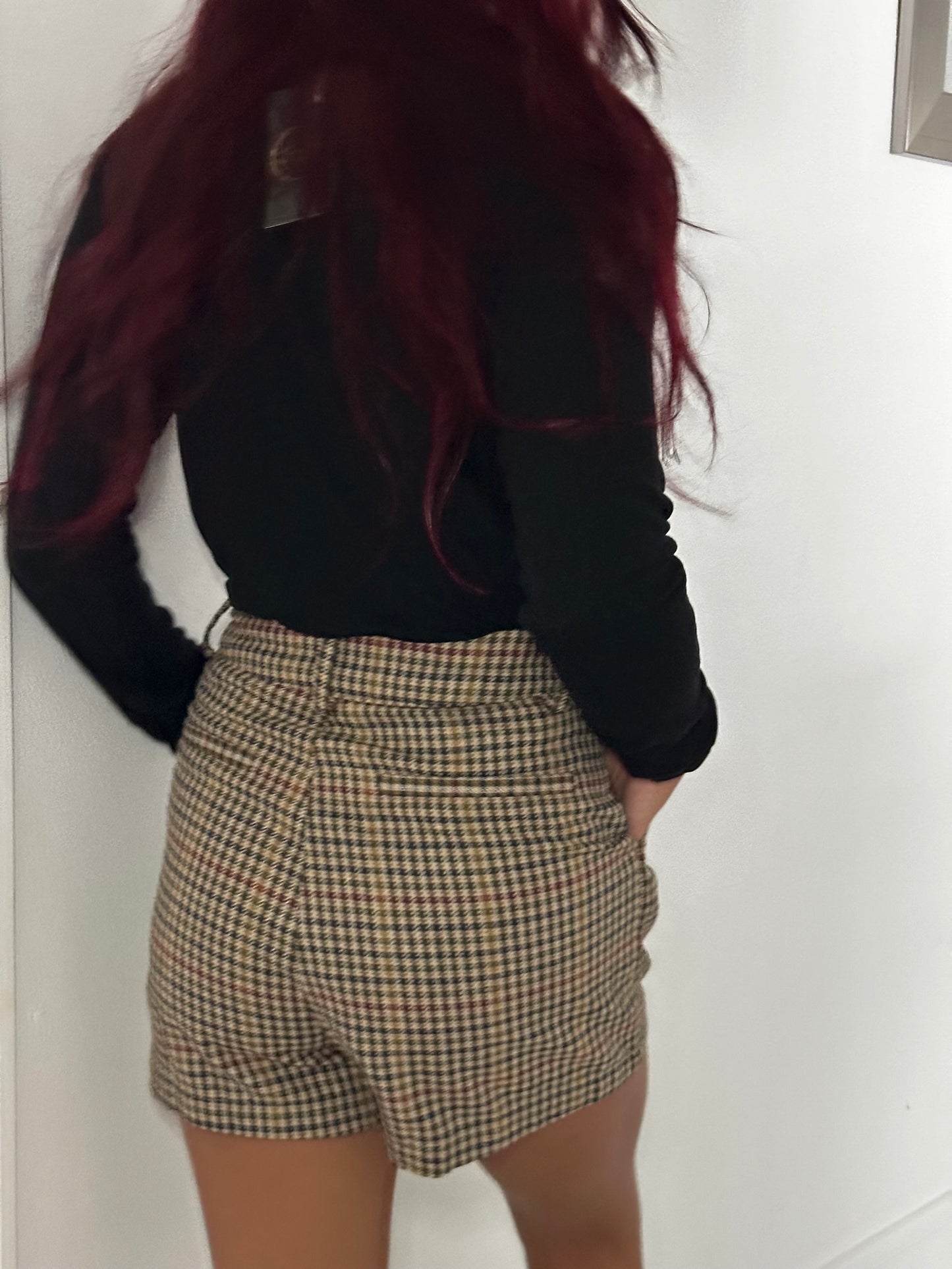 HIGH WAIST PLAID SHORTS