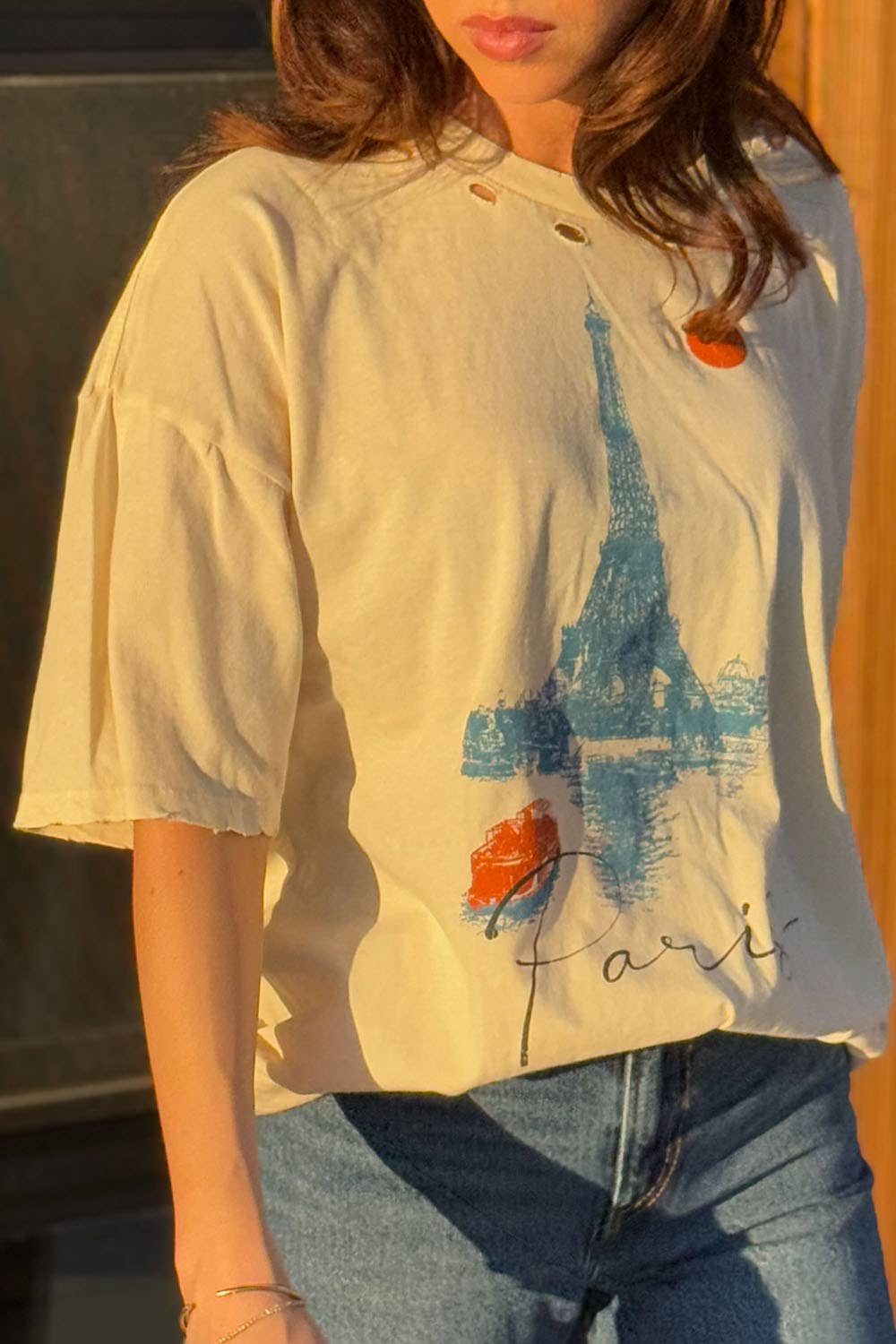 Eiffel Tower Oversized Vintage-Wash Graphic Tee