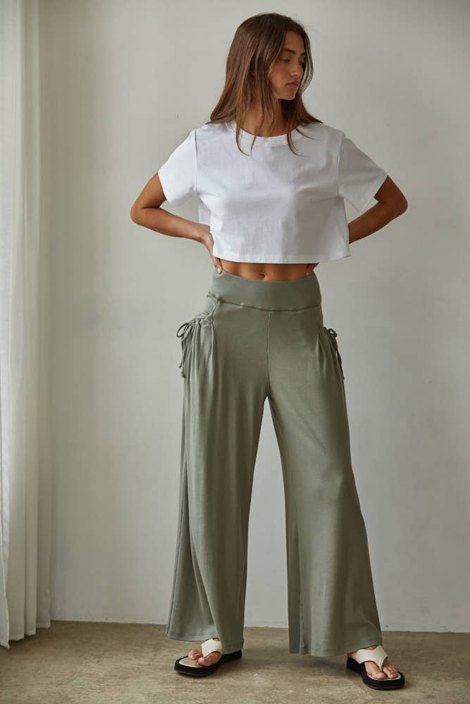 Knit Cotton Modal Spandex Wide Leg Pants