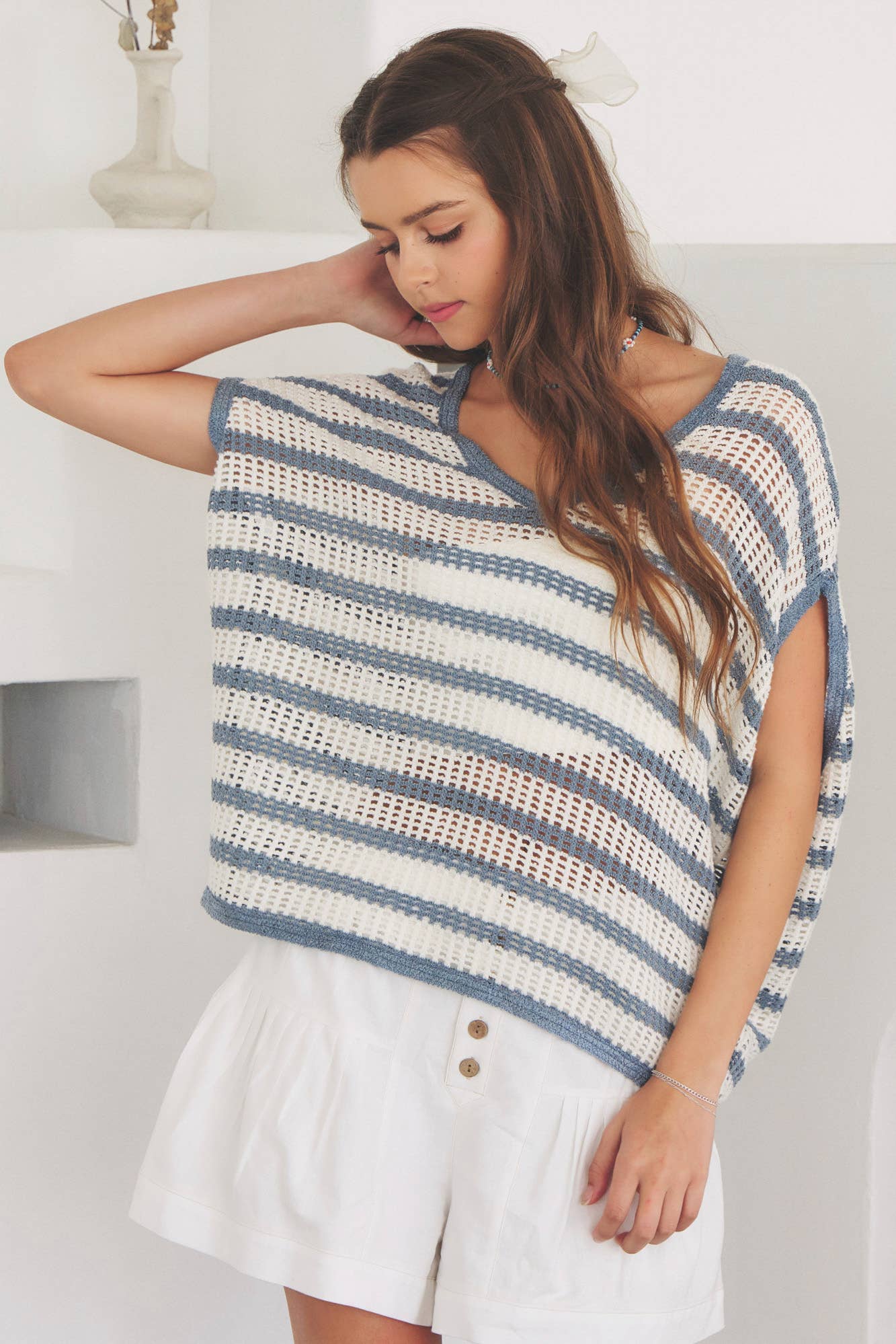 OVERSIZED V NECK SWEATER TOP