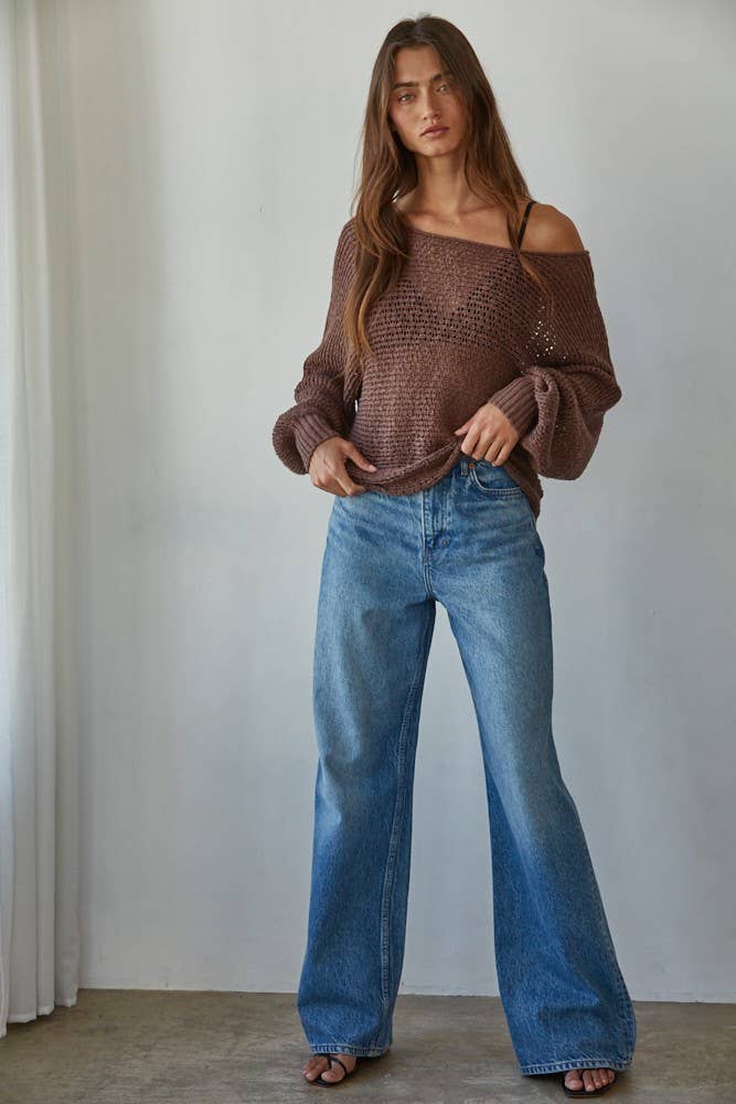 Sweater Knit Round Neck Long Sleeve Top