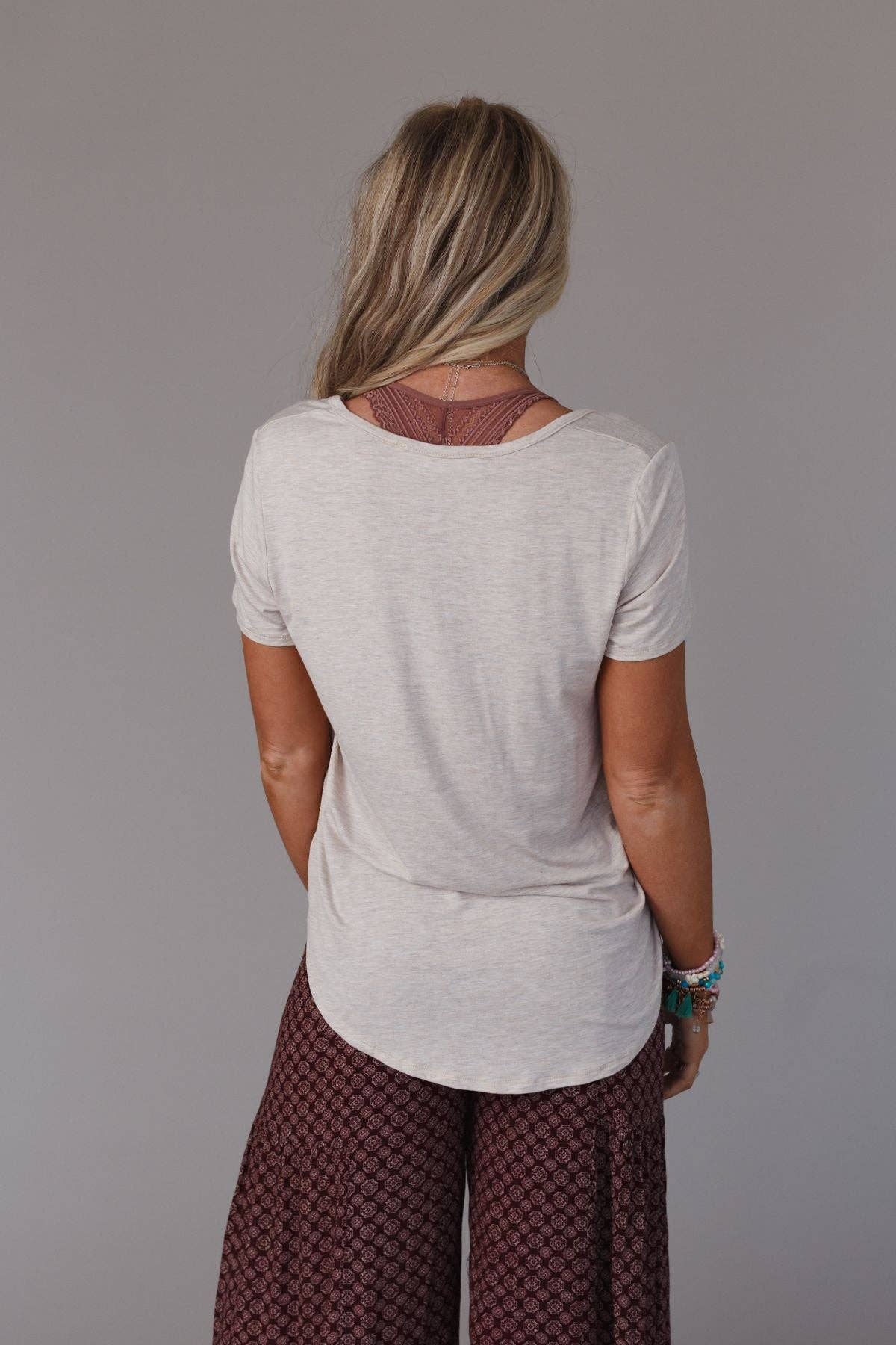 Scoop Neck Tee - Heather Oatmeal