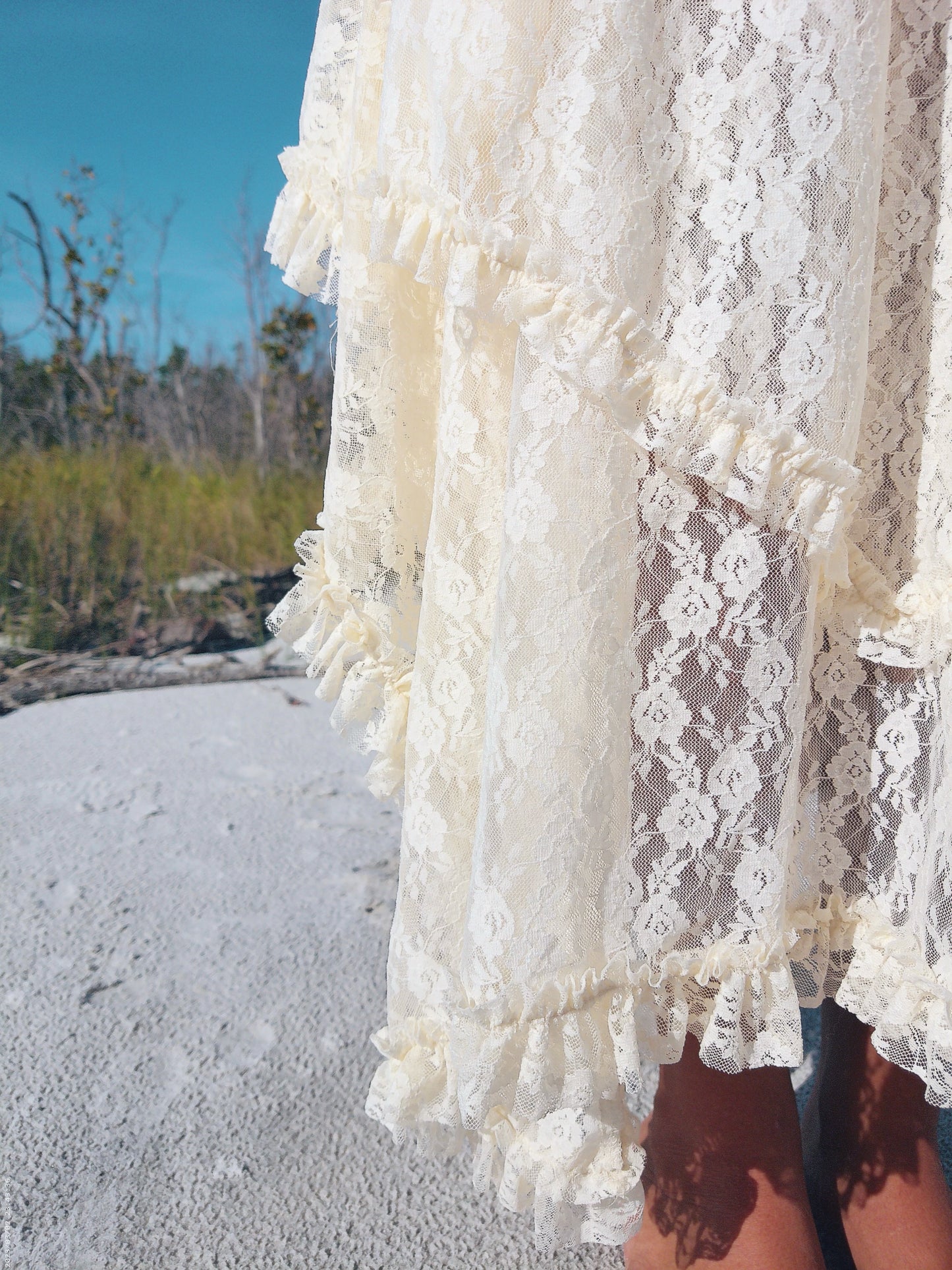 LACE TIER MIDI SKIRT