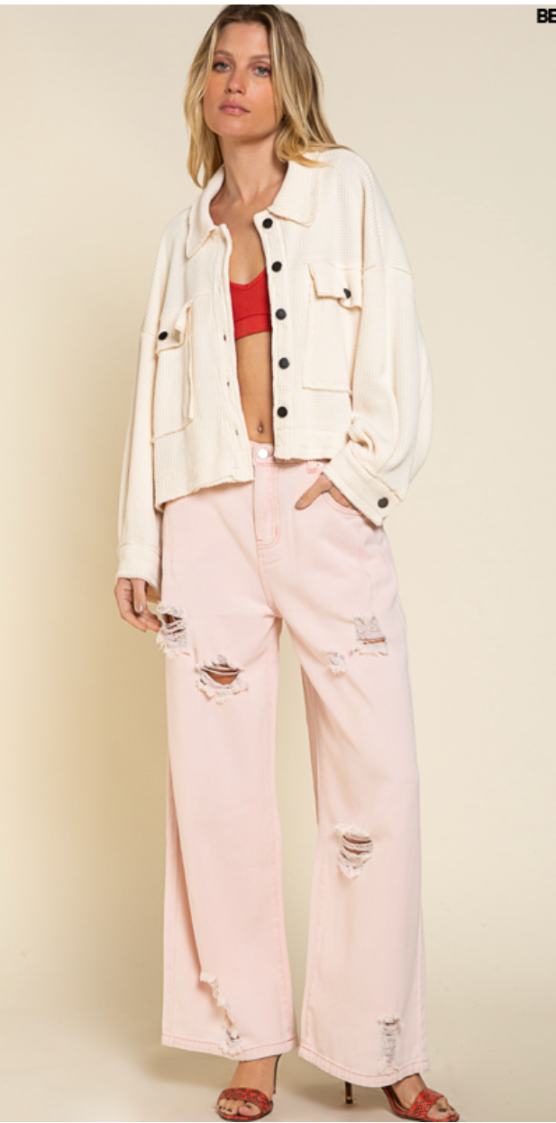 WAFFLED CROPPED JACKET