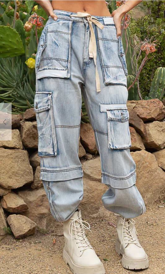 DENIM CARGO PANTS