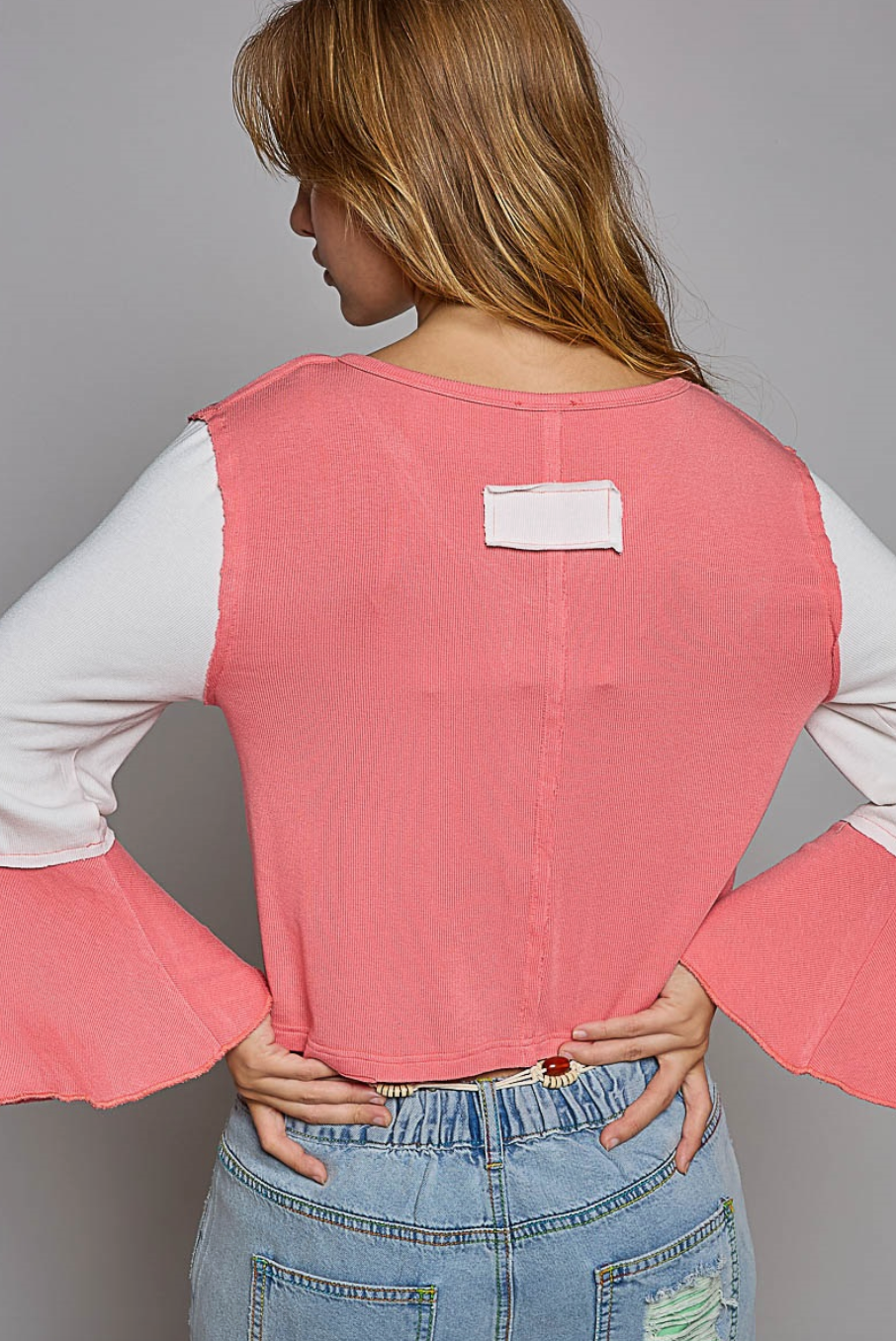 VINTAGE WASHED BUTTON CROPPED TOP