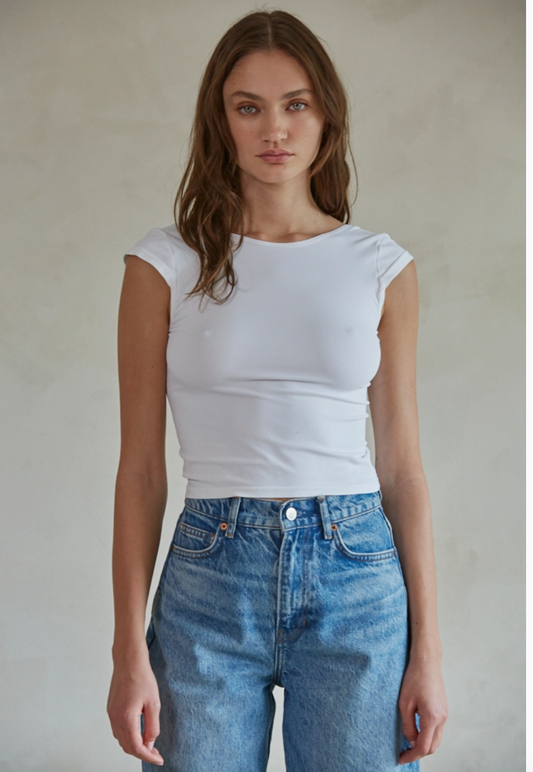SEAMLESS ROUND NEXK OPEN BACK TOP