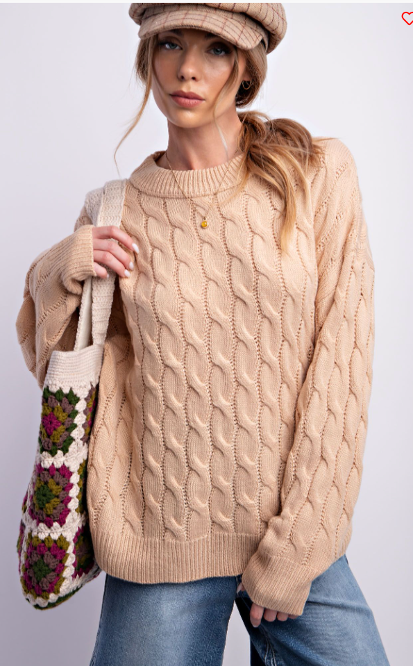 CABLE SWEATER TAUPE