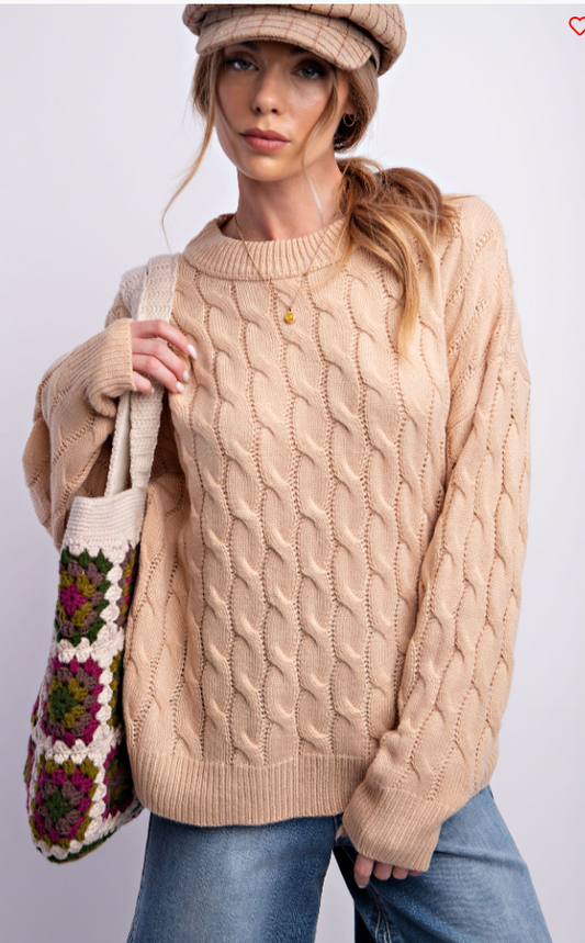 CABLE SWEATER TAUPE