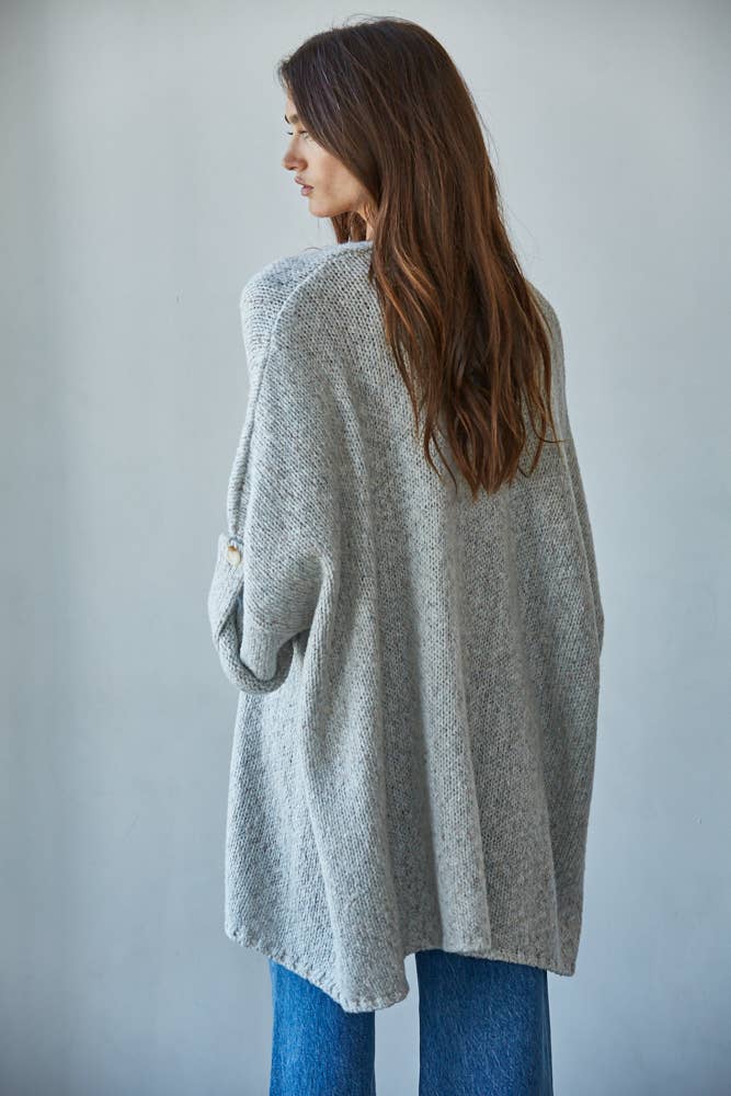 Knit Folded Quarter Sleeve Cardigan